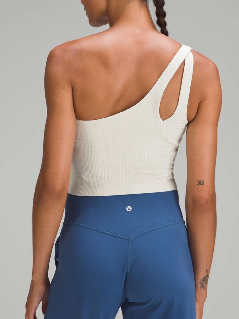 Lululemon Ribbed Nulu Asymmetrical Yoga Tank Top in Bone size 8 EUC